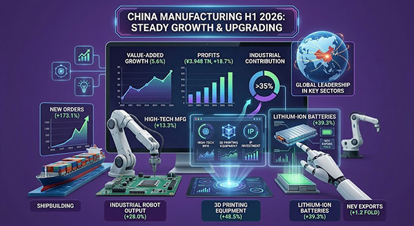 2026年上半年中国制造业多项关键数据均好于市场预期