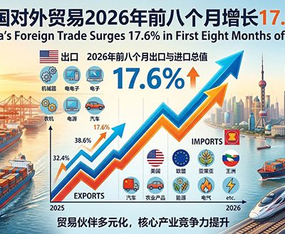 2026年前八个月中国外贸强劲增长17.6%