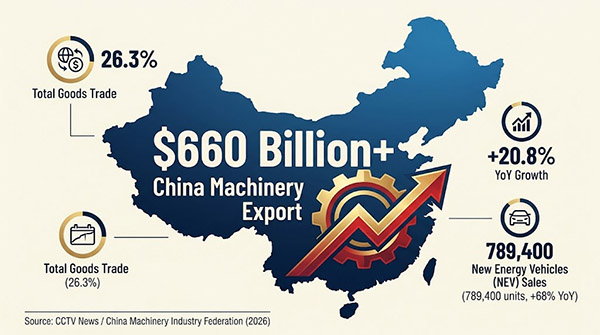 中国机械工业出口突破6600亿美元